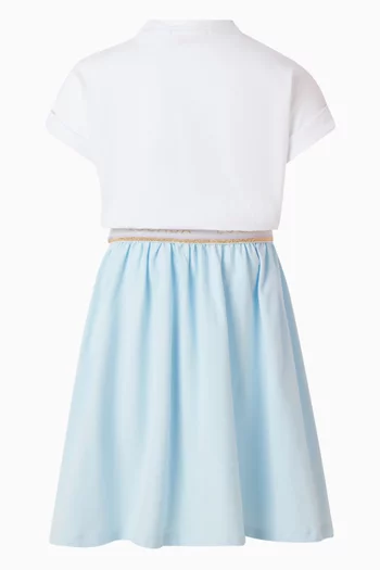 فستان بتطريز شعار الماركة قطن