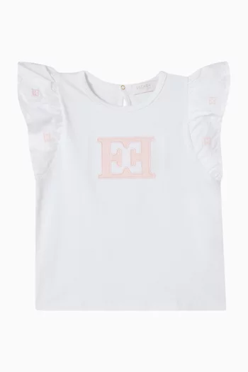 Ruffled Logo-print T-shirt