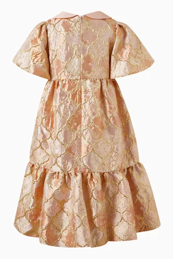Brocade Flutter-sleeves Dress