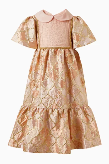 Brocade Flutter-sleeves Dress