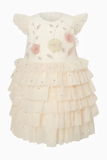 Hand‑Embellished 3D Flowers Dress