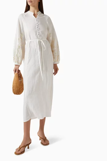 فستان متوسط الطول مطرز