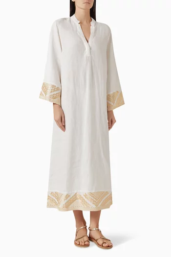 فستان متوسط الطول مطرز