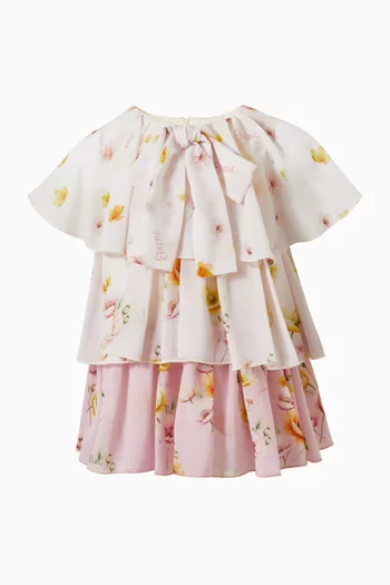 فستان طويل بعقدة ونقشة زهور