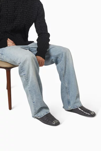 Cosy BB Mules in Croc-embossed Calfskin