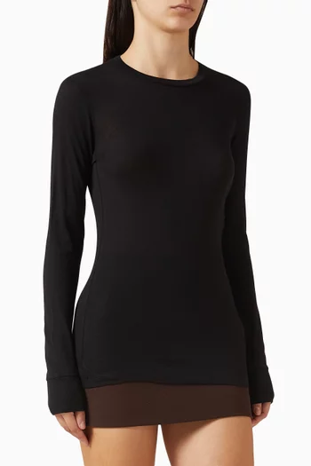 Fitted Long-sleeve T-shirt in Cotton