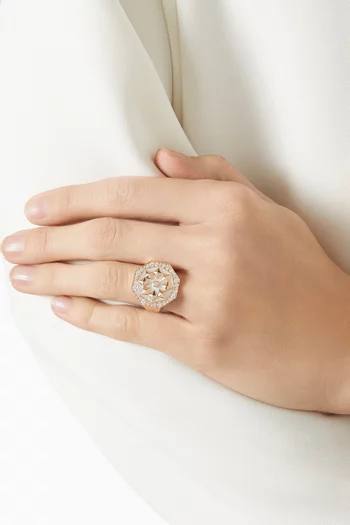 خاتم ثمن مرصع بالماس ذهب وردي عيار 18