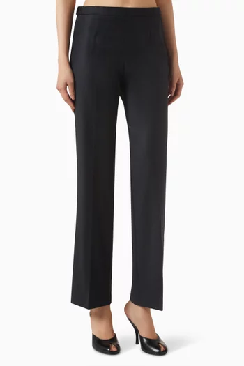 بنطال صوف فلانيل بقصة ساق مستقيمة