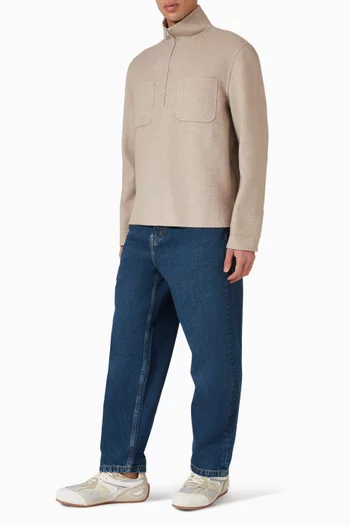 Double-faced Zip-up Sweatshirt in Wool