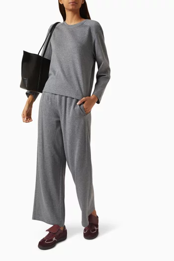 بنطال مزيج قطن بقصة ساق واسعة