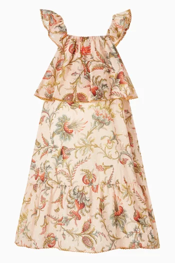 فستان كشكش مزين بنقشة