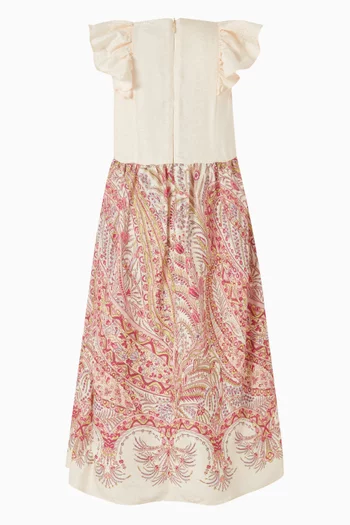 Floral Dress in  Satin Jacquard