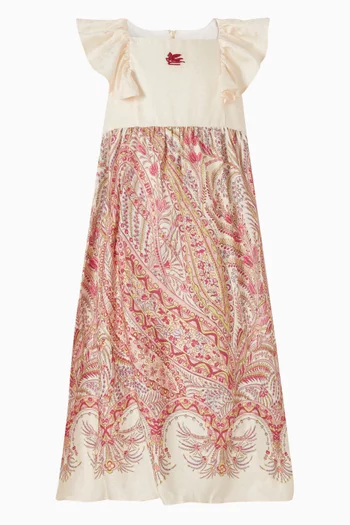 Floral Dress in  Satin Jacquard