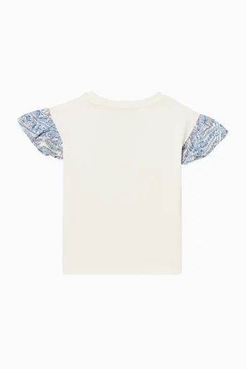 Logo-print Ruffled T-shirt in Cotton