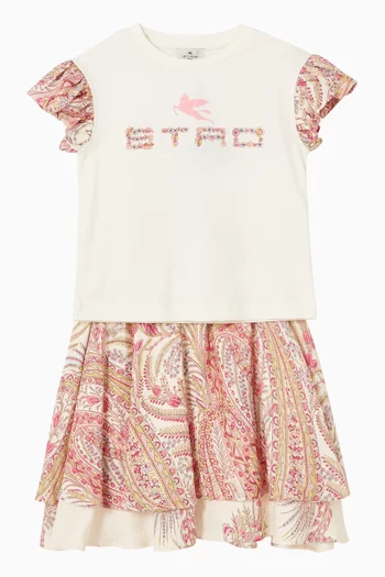 Logo-print Ruffled T-shirt in Cotton