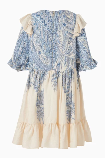 Paisley-print Ruffle Dress in Viscose