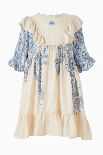 Paisley-print Ruffle Dress in Viscose