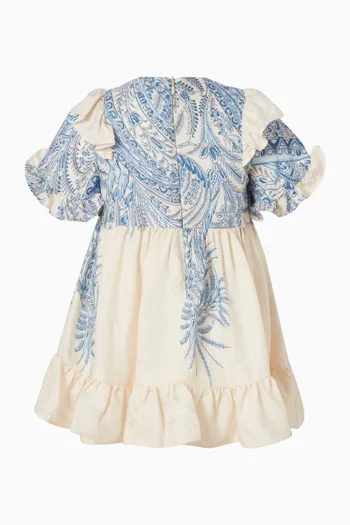 Paisley-print Ruffle Dress in Viscose