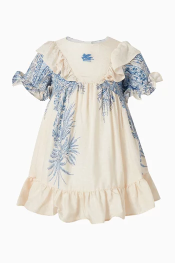Paisley-print Ruffle Dress in Viscose
