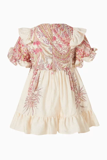 Paisley-print Ruffle Dress in Viscose