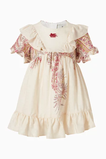 Paisley-print Ruffle Dress in Viscose