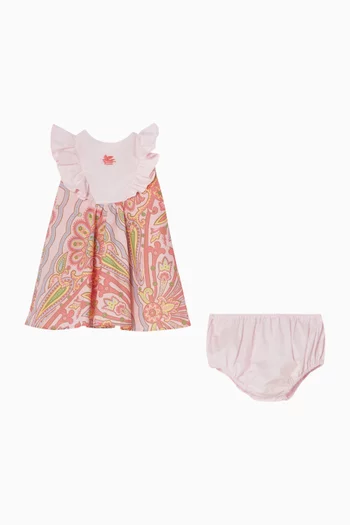 Floral Paisley Print Dress & Bloomers Set in Cotton