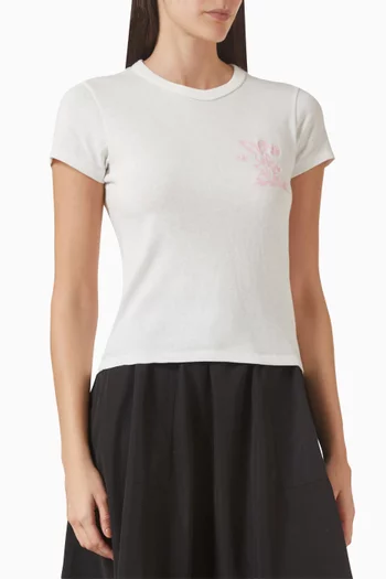 تي شيرت مزين بتطريزات رسوم متحركة قطن جيرسيه