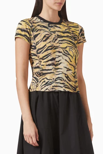 تي شيرت بنقشة جلد النمر جيرسيه قطني