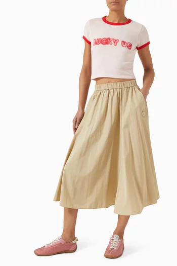 تي شيرت بقصة قصيرة مزين بنقشة حروف قطن