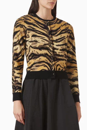 كارديغان بنقشة جلد نمر مزيج فيسكوز