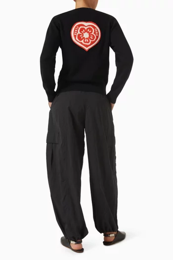 كارديغان بنقشة قلب وزهرة بوكي مزيج فيسكوز