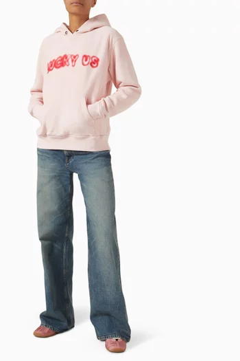 كنزة بغطاء رأس وطبعة حروف قطن