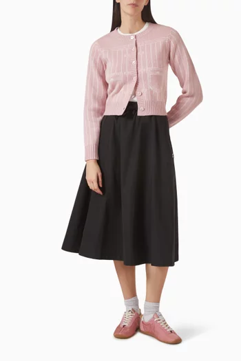 كارديغان بنقشة خداع بصري مزيج صوف