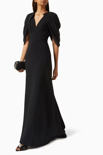 فستان سهرة بفتحة رقبة على شكل حرف V‏ كريب