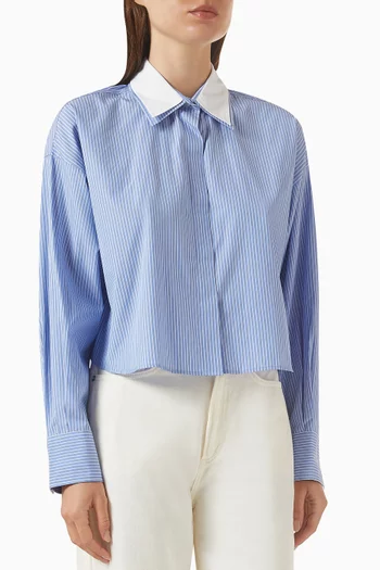 قميص مارين بنقشة مخططة قطن بلونين