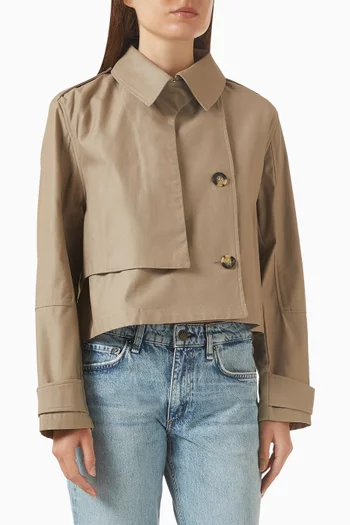 Jamie Cropped Trench Coat in Cotton