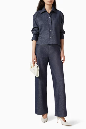 قميص قصير قطن شامبراي