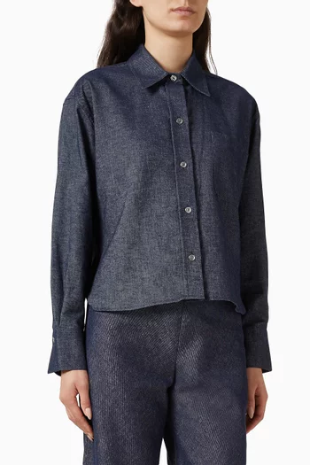 قميص قصير قطن شامبراي