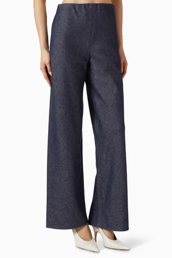 بنطال كوليت بخصر مرتفع قطن شامبراي