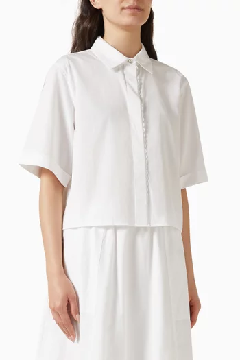 قميص بحواف صدفية الشكل قطن