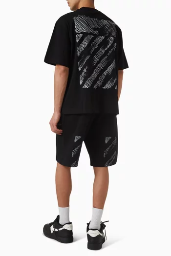 تي شيرت سكيت بخطوط مائلة بخط يدوي قطن