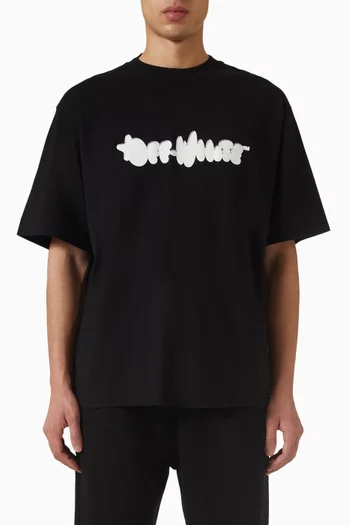 تي شيرت سكيت بشعار الماركة بتصميم منفوخ قطن