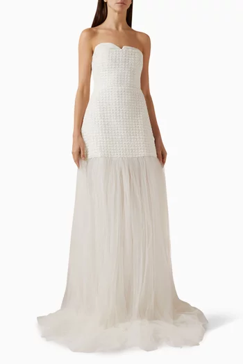 فستان اونتري دو بتنورة شفافة