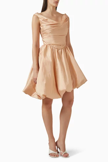 فستان اه ديمي بفتحة رقبة مطوية قماش تفتا