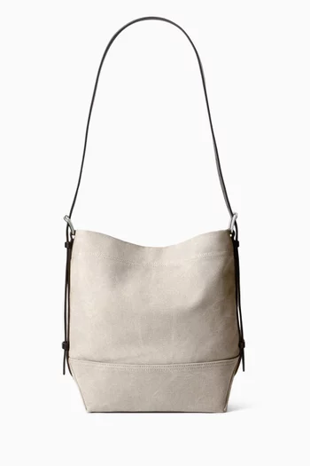 Belted Tote Bag in Cotton & Leather