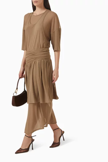 فستان بطبقتين قماش شبكي