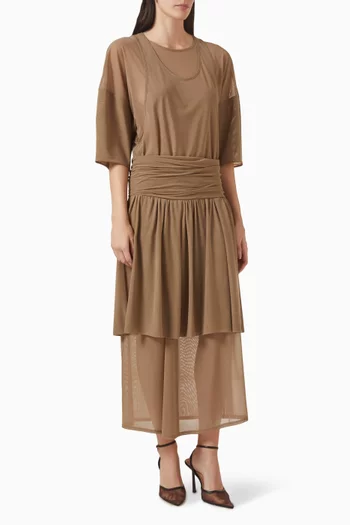 فستان بطبقتين قماش شبكي