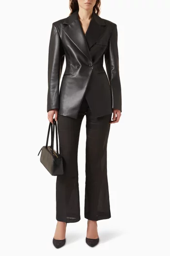 Nangy Cinched Blazer in Faux-leather