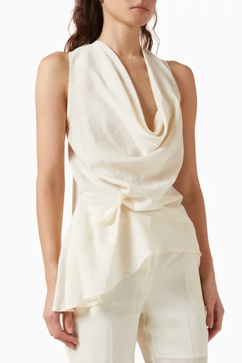Asymmetrical Drape Top in Satin