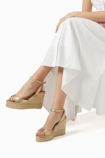 صندل بروك بكعب ويدج 110 مم جلد لامع